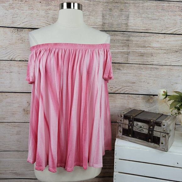 NWT Free People FP Movement Tie Dye Off The Shoulder Top Pink Medium - Picture 2 of 7